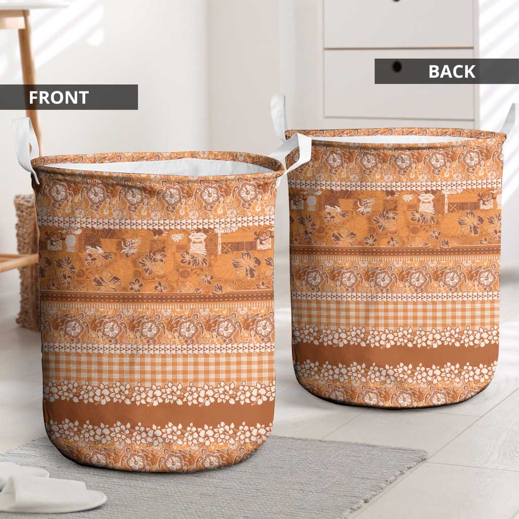Hawaiian Hibiscus Honu Laundry Basket Gold Mele Kalikimaka Palaka Spirit LT9 - Polynesian Pride