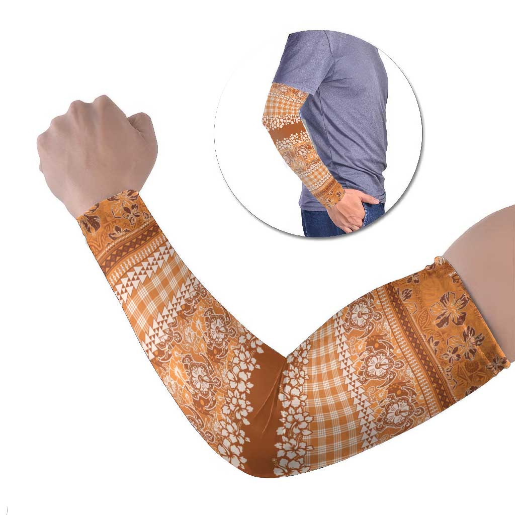 Hawaiian Hibiscus Honu Arm Sleeves Gold Mele Kalikimaka Palaka Spirit - Polynesian Pride