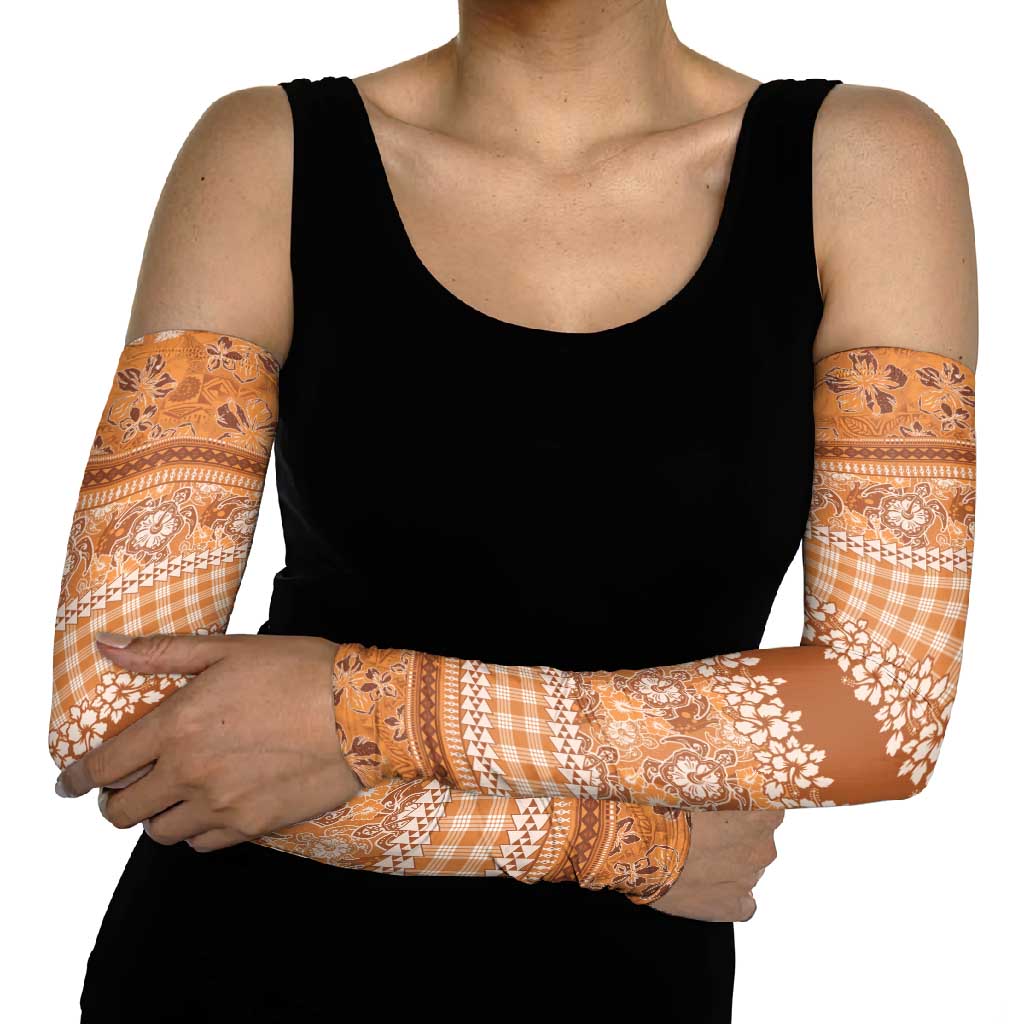 Hawaiian Hibiscus Honu Arm Sleeves Gold Mele Kalikimaka Palaka Spirit - Polynesian Pride