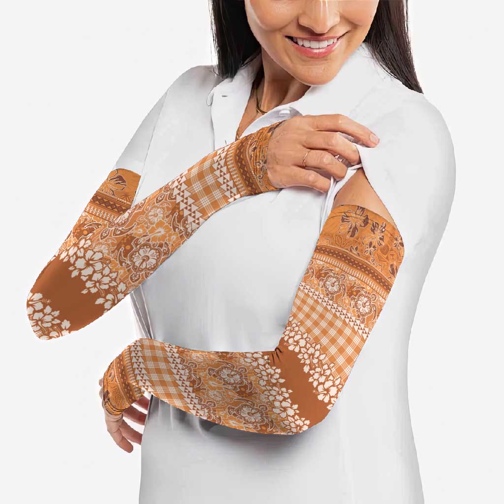 Hawaiian Hibiscus Honu Arm Sleeves Gold Mele Kalikimaka Palaka Spirit - Polynesian Pride
