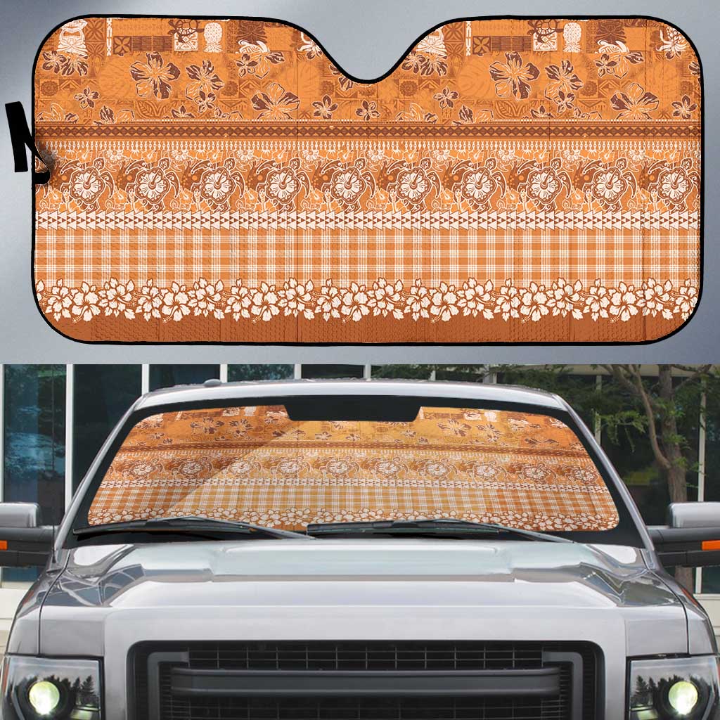Hawaiian Hibiscus Honu Auto Sun Shade Gold Mele Kalikimaka Palaka Spirit - Polynesian Pride