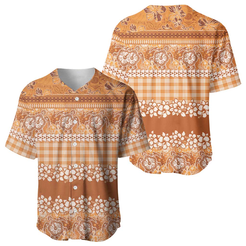 Hawaiian Hibiscus Honu Baseball Jersey Gold Mele Kalikimaka Palaka Spirit - Polynesian Pride