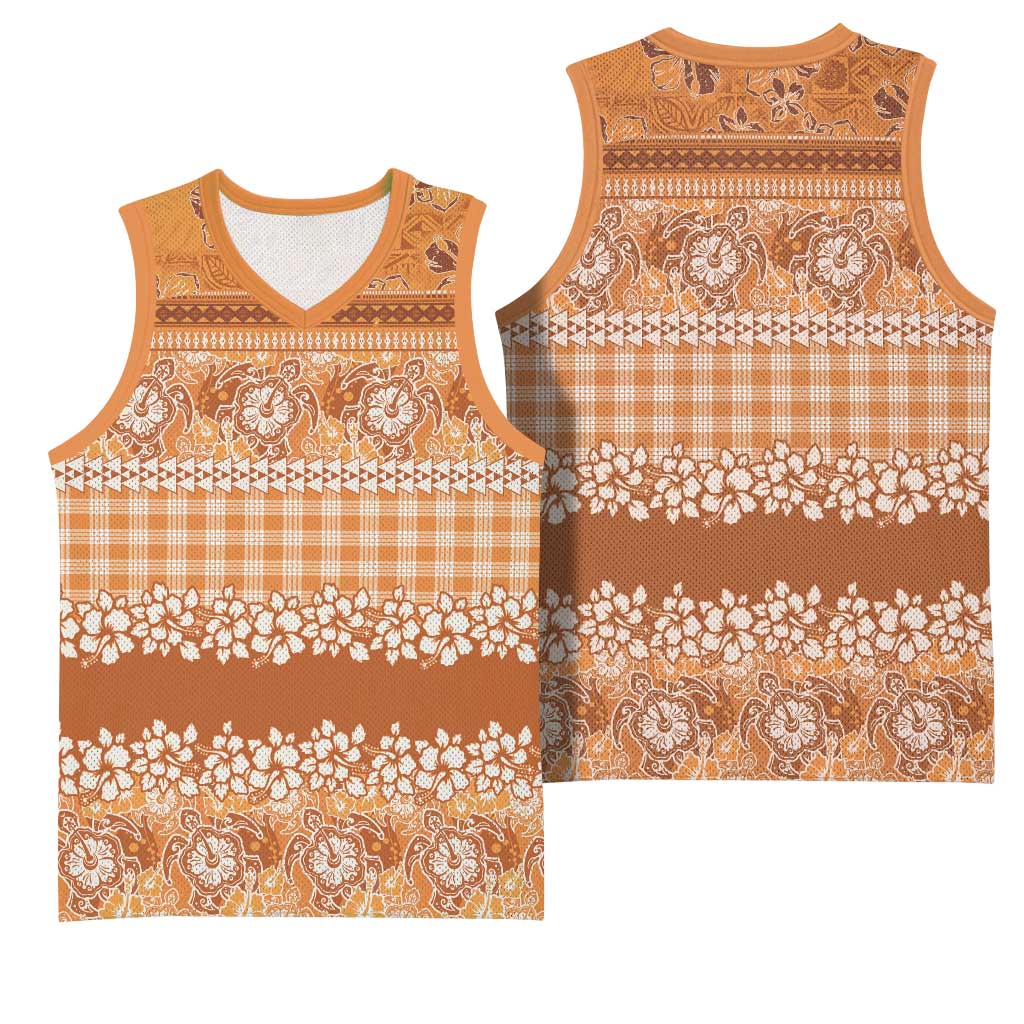 Hawaiian Hibiscus Honu Basketball Jersey Gold Mele Kalikimaka Palaka Spirit LT9 - Polynesian Pride