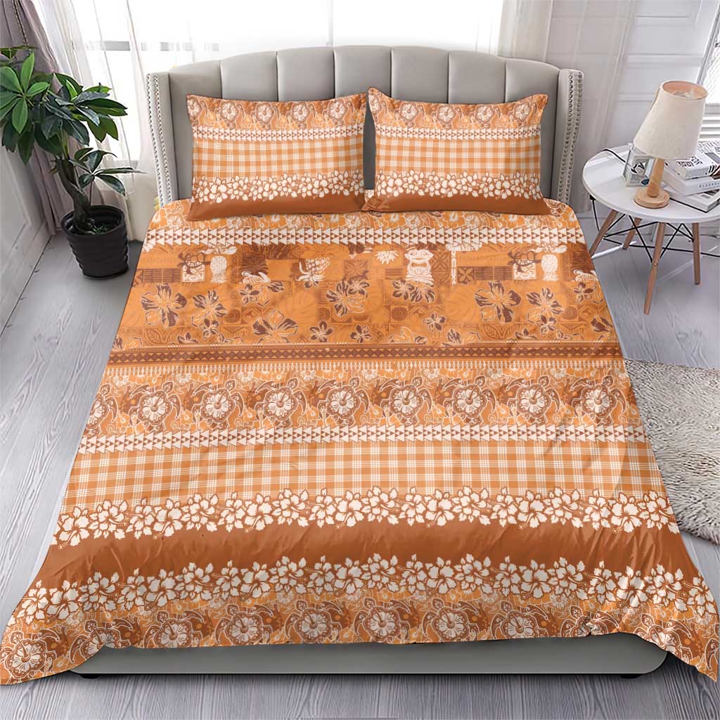 Hawaiian Hibiscus Honu Bedding Set Gold Mele Kalikimaka Palaka Spirit - Polynesian Pride