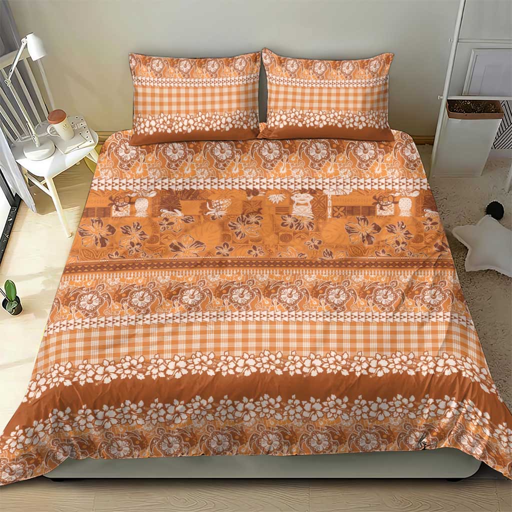 Hawaiian Hibiscus Honu Bedding Set Gold Mele Kalikimaka Palaka Spirit - Polynesian Pride