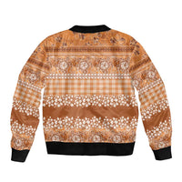 Hawaiian Hibiscus Honu Bomber Jacket Gold Mele Kalikimaka Palaka Spirit - Polynesian Pride