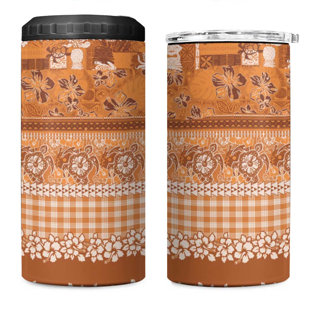 Hawaiian Hibiscus Honu 4 in 1 Can Cooler Tumbler Gold Mele Kalikimaka Palaka Spirit LT9 One Size: 16 oz Gold - Polynesian Pride