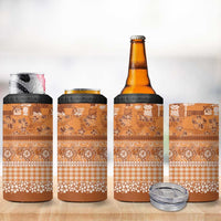 Hawaiian Hibiscus Honu 4 in 1 Can Cooler Tumbler Gold Mele Kalikimaka Palaka Spirit LT9 - Polynesian Pride