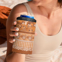 Hawaiian Hibiscus Honu 4 in 1 Can Cooler Tumbler Gold Mele Kalikimaka Palaka Spirit LT9 - Polynesian Pride