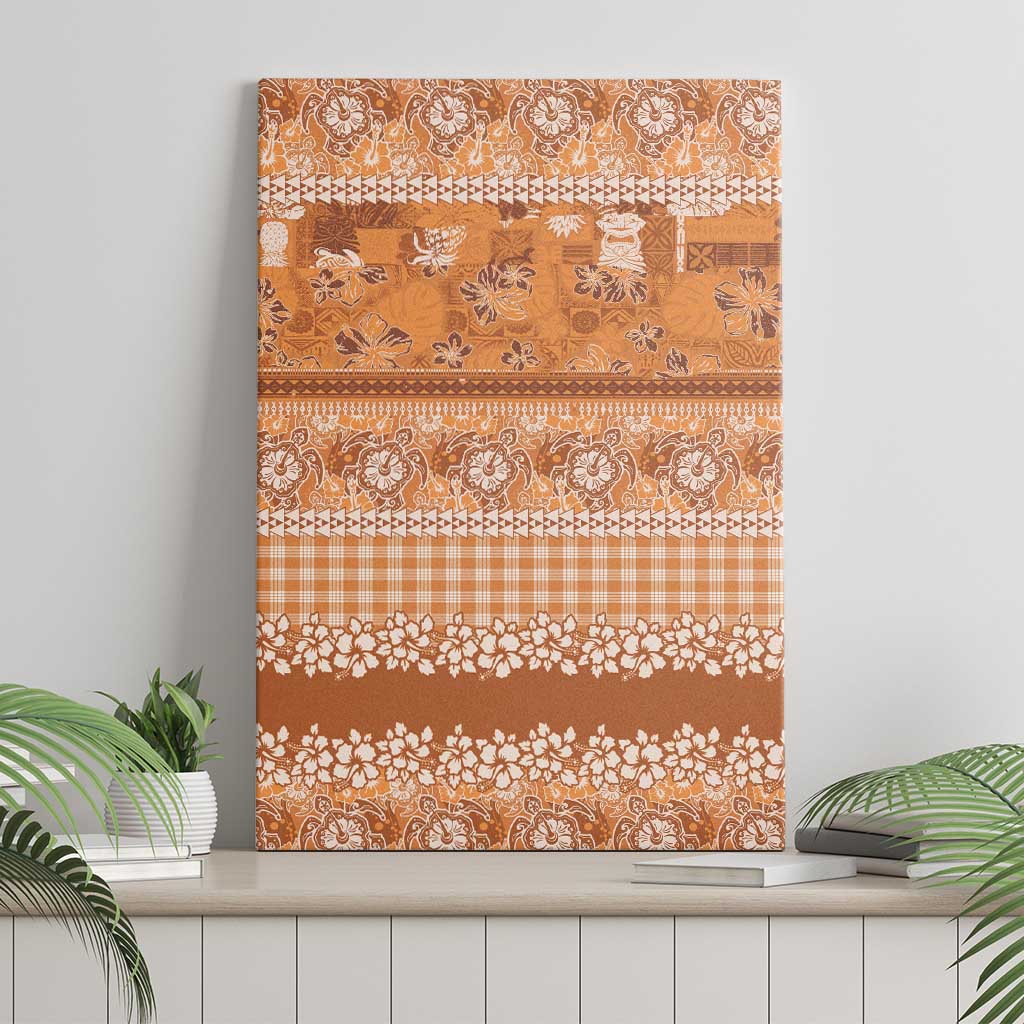 Hawaiian Hibiscus Honu Canvas Wall Art Gold Mele Kalikimaka Palaka Spirit - Polynesian Pride