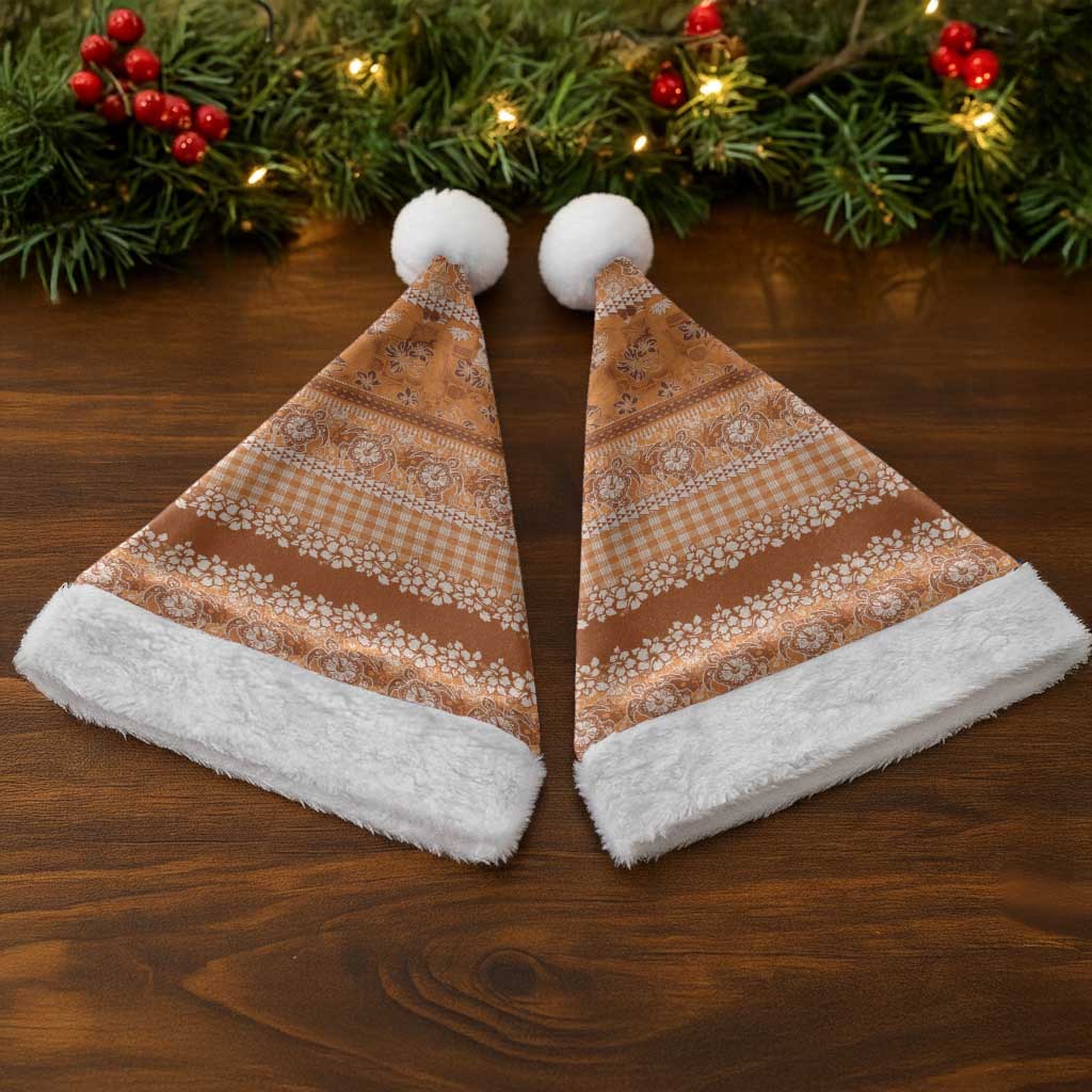 Hawaiian Hibiscus Honu Christmas Santa Hat Gold Mele Kalikimaka Palaka Spirit LT9 - Polynesian Pride