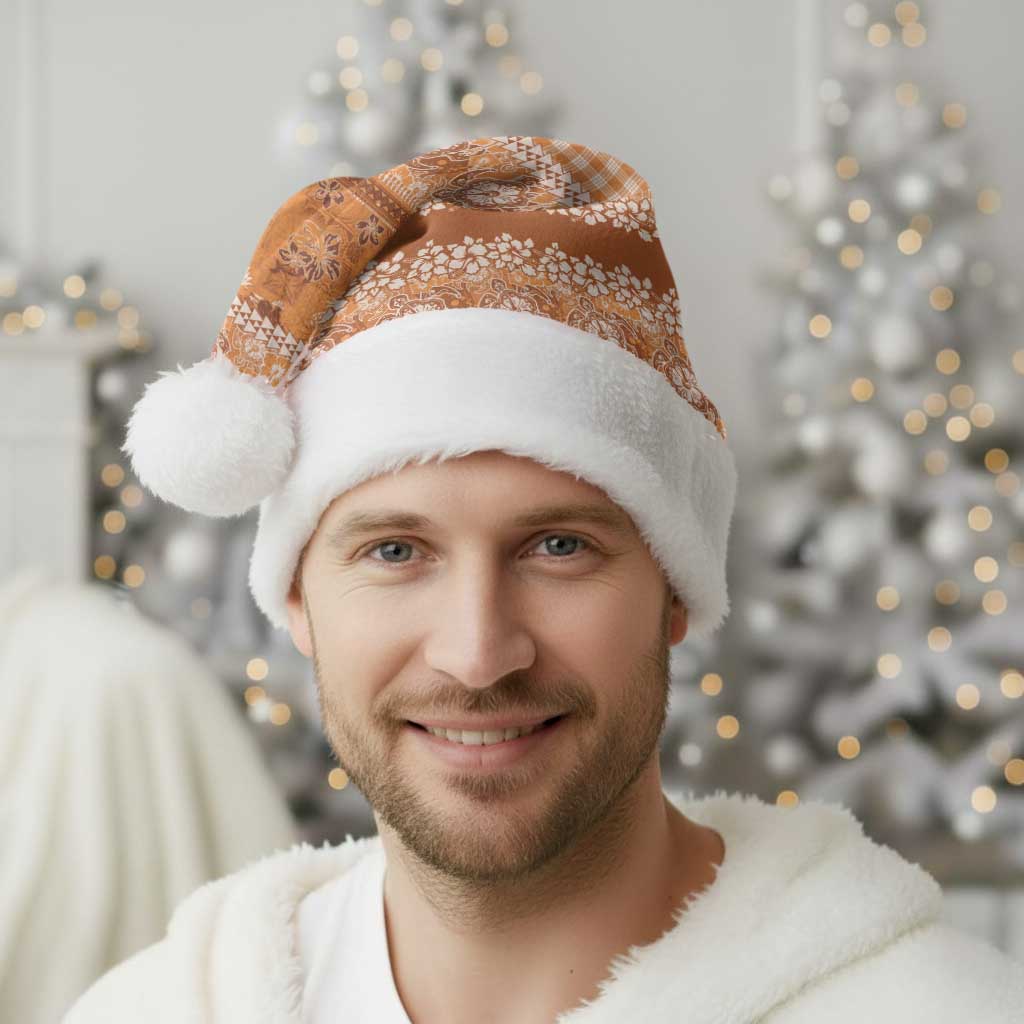 Hawaiian Hibiscus Honu Christmas Santa Hat Gold Mele Kalikimaka Palaka Spirit LT9 - Polynesian Pride