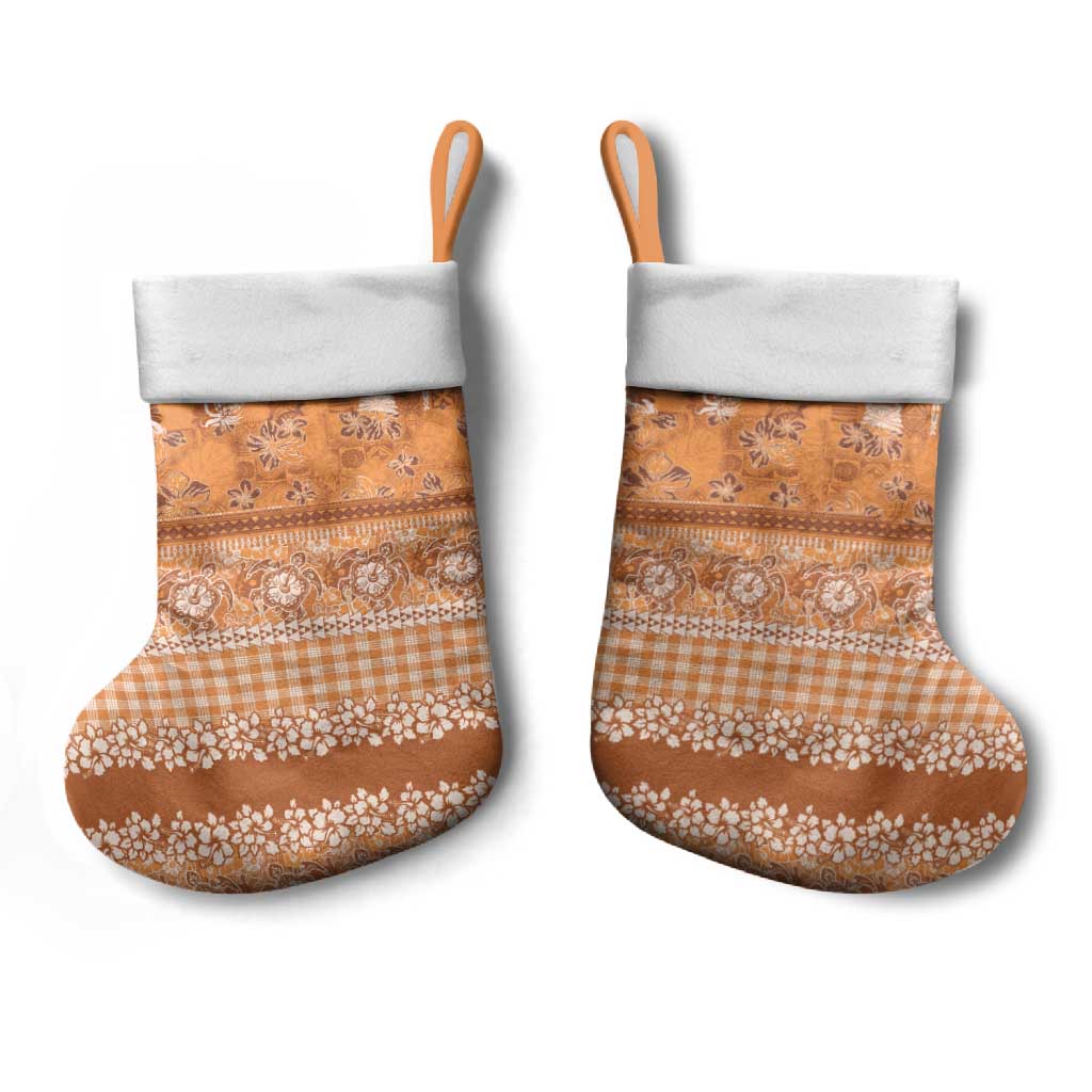 Hawaiian Hibiscus Honu Christmas Stocking Gold Mele Kalikimaka Palaka Spirit LT9 - Polynesian Pride