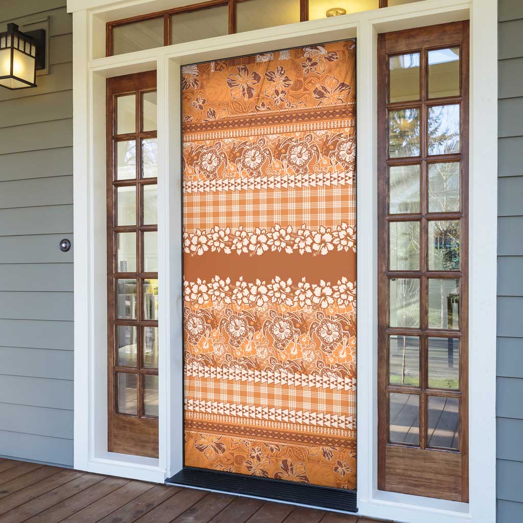 Hawaiian Hibiscus Honu Door Cover Gold Mele Kalikimaka Palaka Spirit LT9 - Polynesian Pride