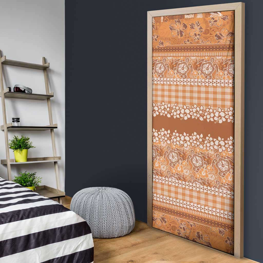 Hawaiian Hibiscus Honu Door Cover Gold Mele Kalikimaka Palaka Spirit LT9 - Polynesian Pride