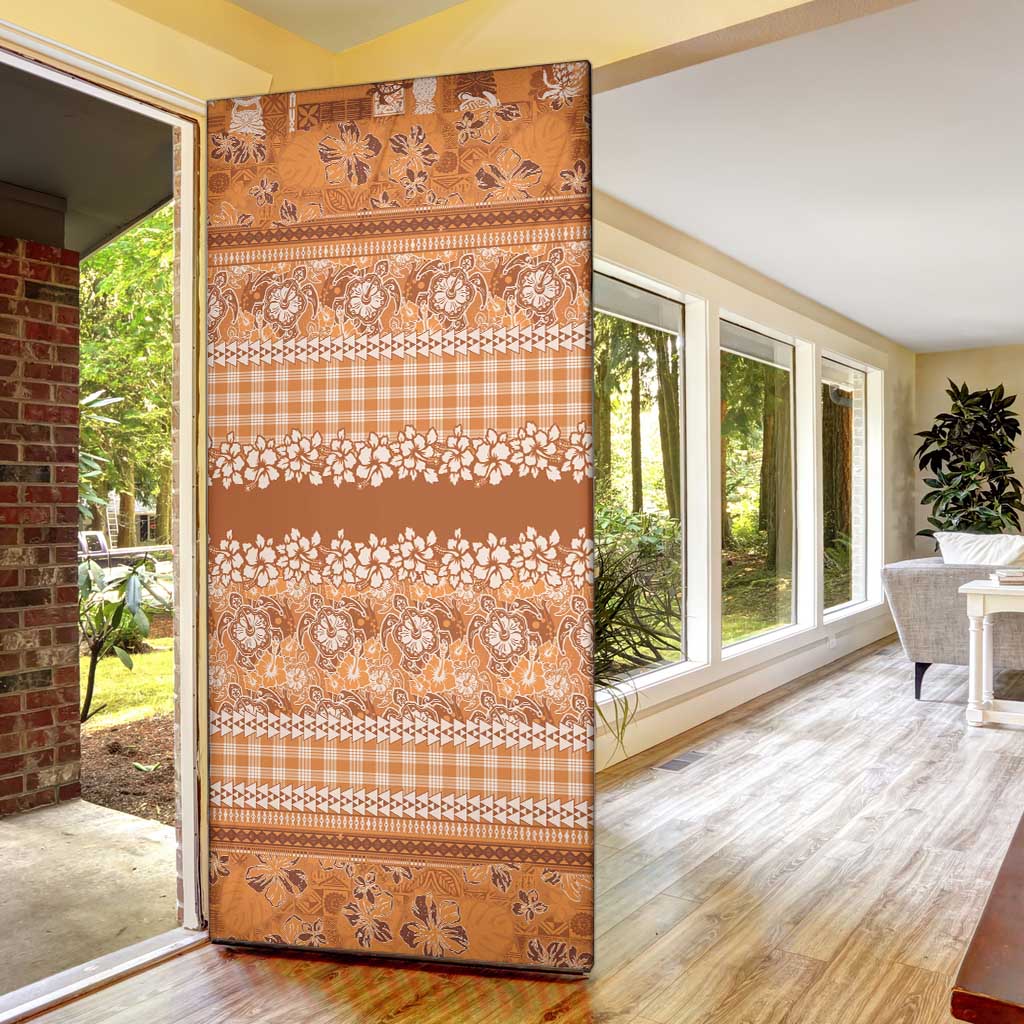 Hawaiian Hibiscus Honu Door Cover Gold Mele Kalikimaka Palaka Spirit LT9 - Polynesian Pride