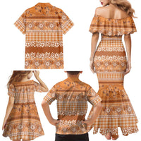 Hawaiian Hibiscus Honu Family Matching Mermaid Dress and Hawaiian Shirt Gold Mele Kalikimaka Palaka Spirit LT9 - Polynesian Pride