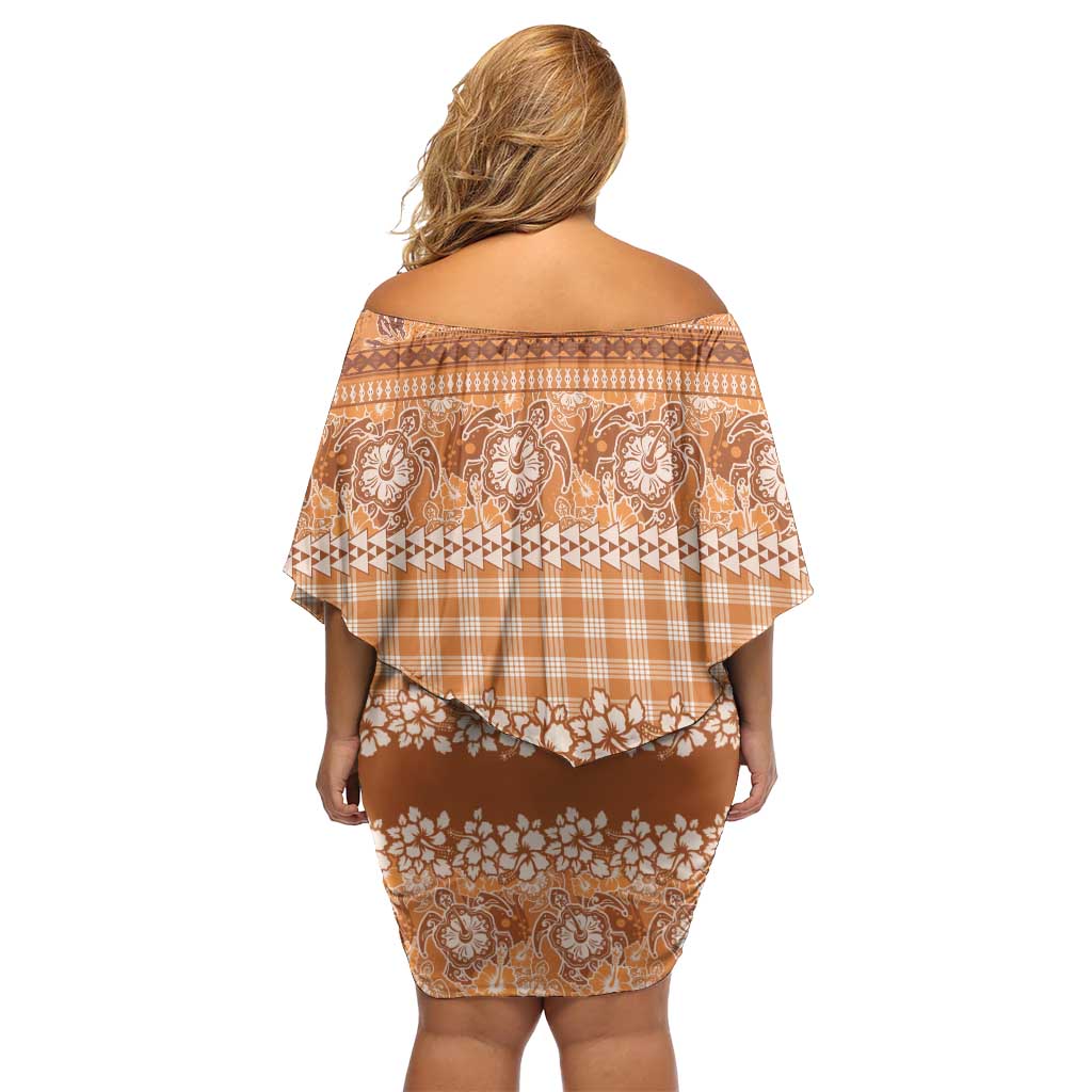 Hawaiian Hibiscus Honu Family Matching Off Shoulder Short Dress and Hawaiian Shirt Gold Mele Kalikimaka Palaka Spirit LT9 - Polynesian Pride