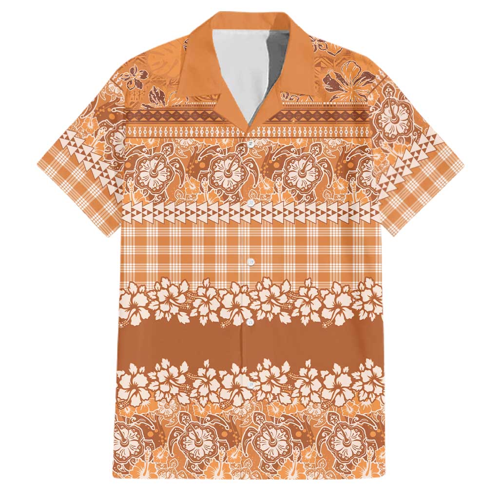 Hawaiian Hibiscus Honu Family Matching Short Sleeve Bodycon Dress and Hawaiian Shirt Gold Mele Kalikimaka Palaka Spirit LT9 Dad's Shirt - Short Sleeve Gold - Polynesian Pride