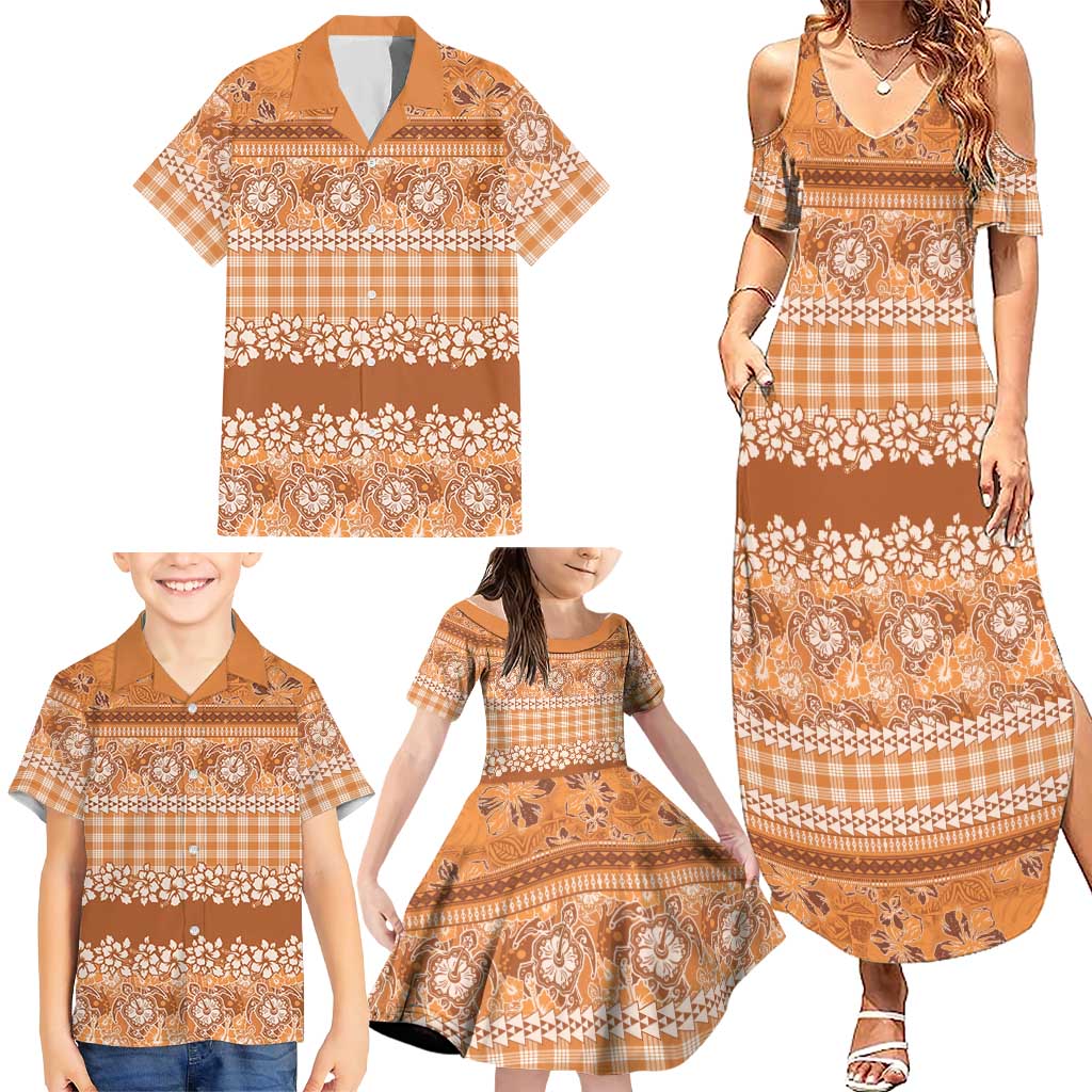 Hawaiian Hibiscus Honu Family Matching Summer Maxi Dress and Hawaiian Shirt Gold Mele Kalikimaka Palaka Spirit - Polynesian Pride