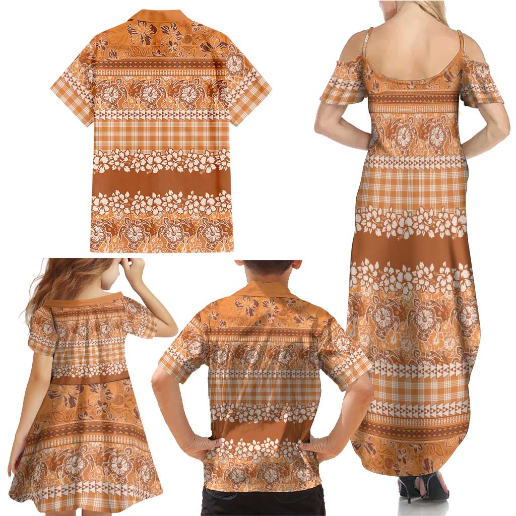 Hawaiian Hibiscus Honu Family Matching Summer Maxi Dress and Hawaiian Shirt Gold Mele Kalikimaka Palaka Spirit LT9 - Polynesian Pride