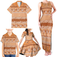 Hawaiian Hibiscus Honu Family Matching Tank Maxi Dress and Hawaiian Shirt Gold Mele Kalikimaka Palaka Spirit LT9 - Polynesian Pride