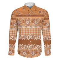 Hawaiian Hibiscus Honu Family Matching Tank Maxi Dress and Hawaiian Shirt Gold Mele Kalikimaka Palaka Spirit LT9 Dad's Shirt - Long Sleeve Gold - Polynesian Pride