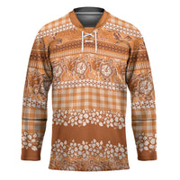 Hawaiian Hibiscus Honu Hockey Jersey Gold Mele Kalikimaka Palaka Spirit LT9 Unisex Gold - Polynesian Pride