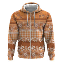 Hawaiian Hibiscus Honu Hoodie Gold Mele Kalikimaka Palaka Spirit LT9 Zip Hoodie Gold - Polynesian Pride