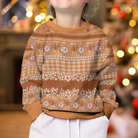 Hawaiian Hibiscus Honu Kid Ugly Christmas Sweater Gold Mele Kalikimaka Palaka Spirit LT9 - Polynesian Pride