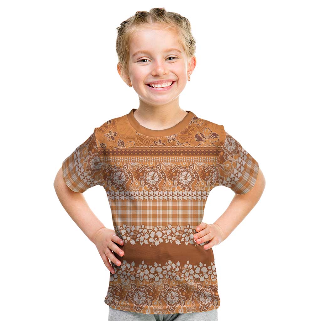 Hawaiian Hibiscus Honu Kid T Shirt Gold Mele Kalikimaka Palaka Spirit LT9 Gold - Polynesian Pride