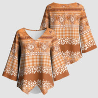 Hawaiian Hibiscus Honu Kimono Sleeve Blouse Gold Mele Kalikimaka Palaka Spirit LT9 - Polynesian Pride