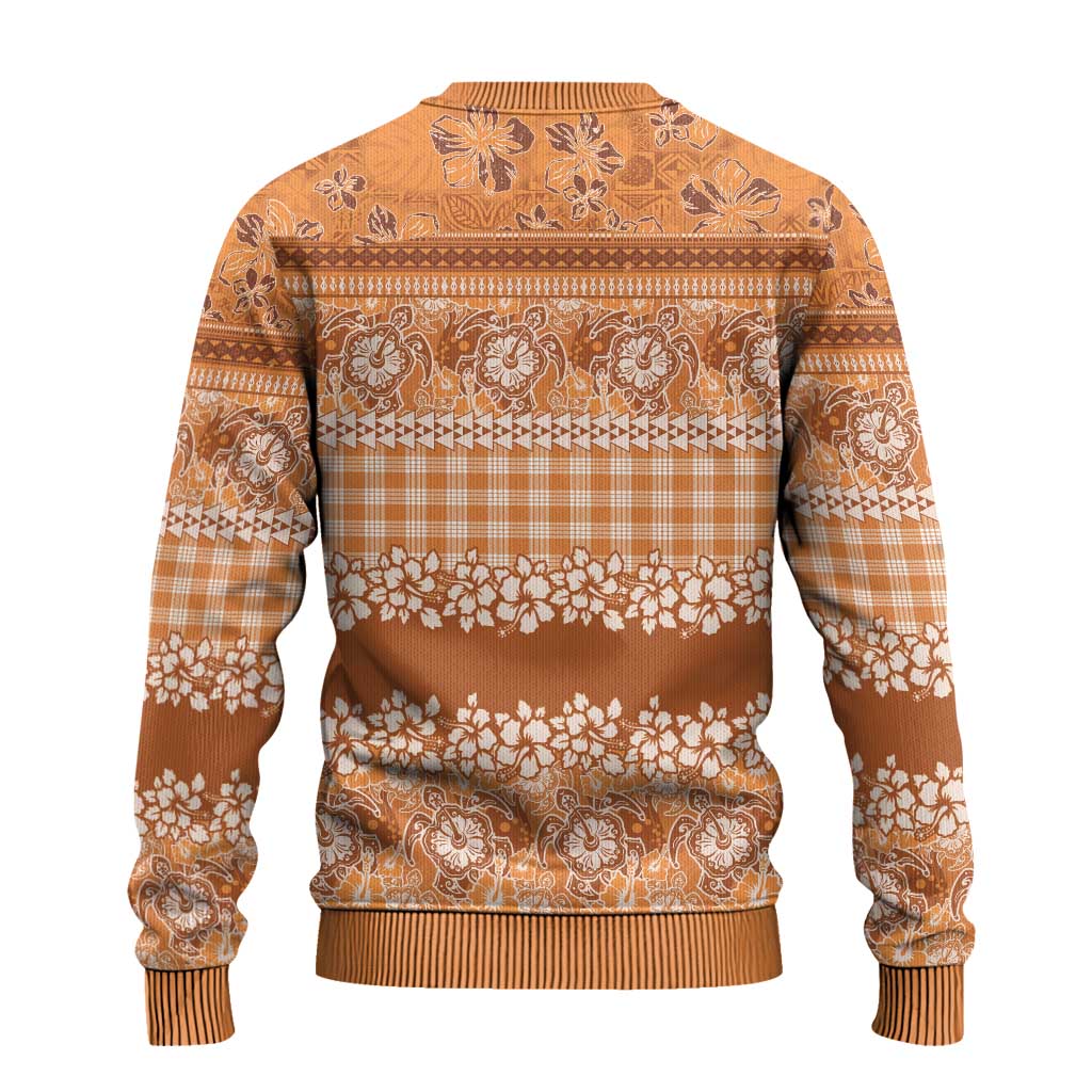 Hawaiian Hibiscus Honu Ugly Christmas Sweater Gold Mele Kalikimaka Palaka Spirit LT9 - Polynesian Pride