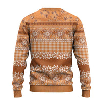 Hawaiian Hibiscus Honu Ugly Christmas Sweater Gold Mele Kalikimaka Palaka Spirit LT9 - Polynesian Pride