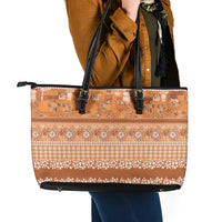 Hawaiian Hibiscus Honu Leather Tote Bag Gold Mele Kalikimaka Palaka Spirit - Polynesian Pride
