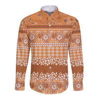 Hawaiian Hibiscus Honu Long Sleeve Button Shirt Gold Mele Kalikimaka Palaka Spirit LT9 Unisex Gold - Polynesian Pride