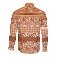 Hawaiian Hibiscus Honu Long Sleeve Button Shirt Gold Mele Kalikimaka Palaka Spirit LT9 - Polynesian Pride