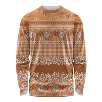 Hawaiian Hibiscus Honu Long Sleeve Shirt Gold Mele Kalikimaka Palaka Spirit LT9 Unisex Gold - Polynesian Pride