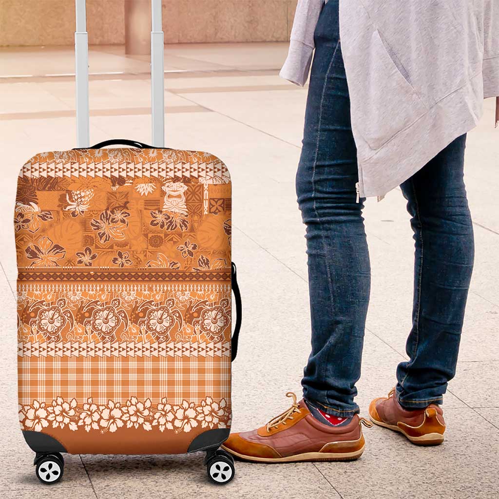 Hawaiian Hibiscus Honu Luggage Cover Gold Mele Kalikimaka Palaka Spirit - Polynesian Pride
