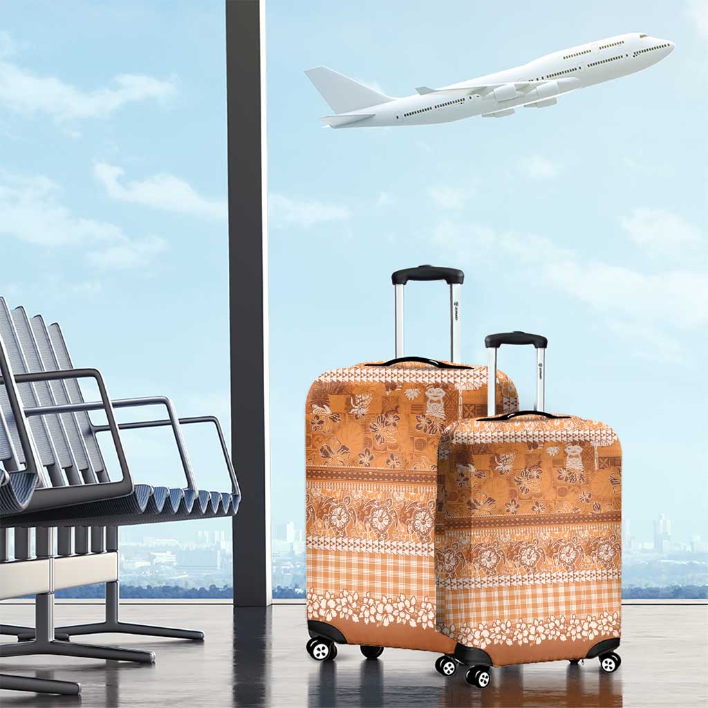 Hawaiian Hibiscus Honu Luggage Cover Gold Mele Kalikimaka Palaka Spirit LT9 - Polynesian Pride