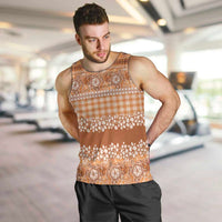 Hawaiian Hibiscus Honu Men Tank Top Gold Mele Kalikimaka Palaka Spirit - Polynesian Pride
