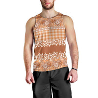 Hawaiian Hibiscus Honu Men Tank Top Gold Mele Kalikimaka Palaka Spirit - Polynesian Pride