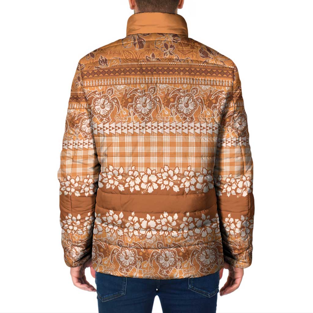 Hawaiian Hibiscus Honu Padded Jacket Gold Mele Kalikimaka Palaka Spirit - Polynesian Pride