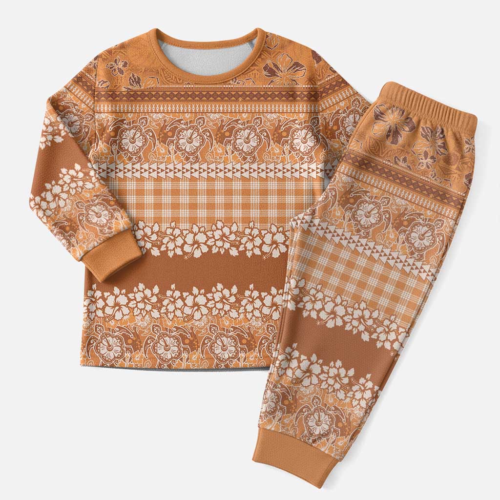 Hawaiian Hibiscus Honu Christmas Pajama Set Gold Mele Kalikimaka Palaka Spirit LT9 Men Gold - Polynesian Pride