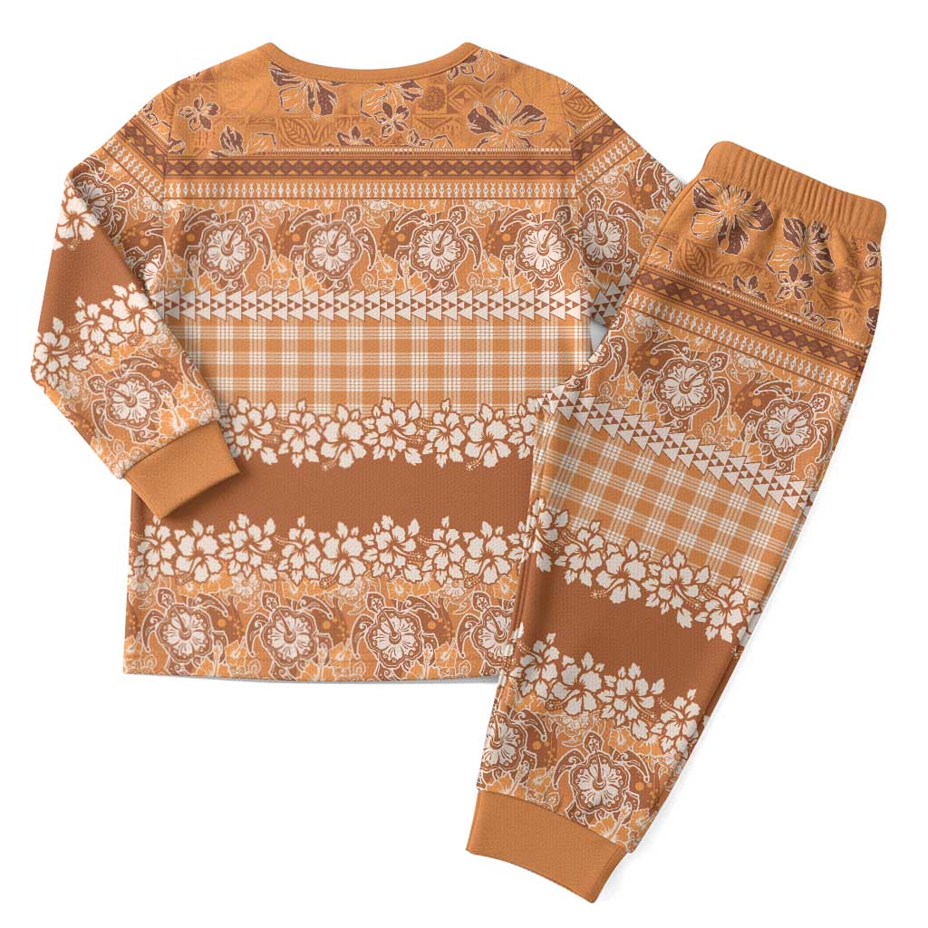 Hawaiian Hibiscus Honu Christmas Pajama Set Gold Mele Kalikimaka Palaka Spirit LT9 - Polynesian Pride