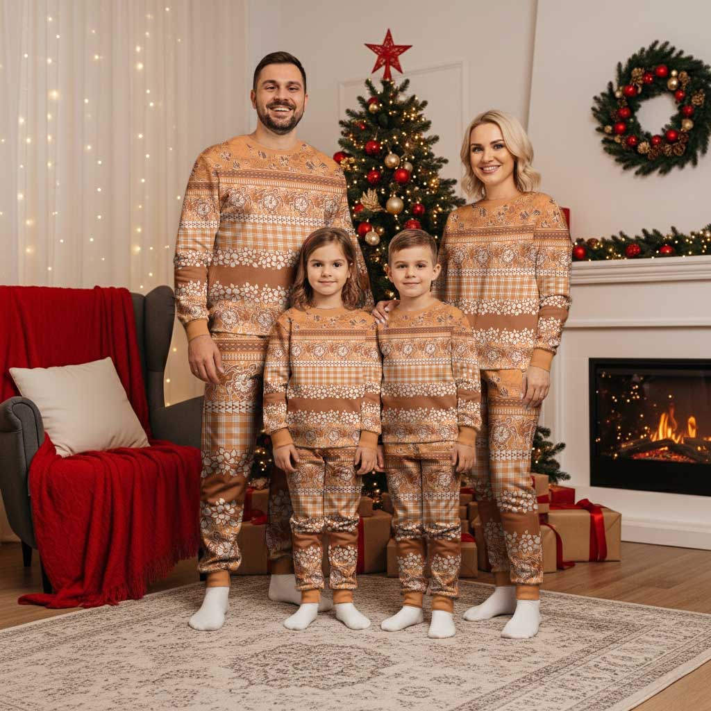 Hawaiian Hibiscus Honu Christmas Pajama Set Gold Mele Kalikimaka Palaka Spirit LT9 - Polynesian Pride