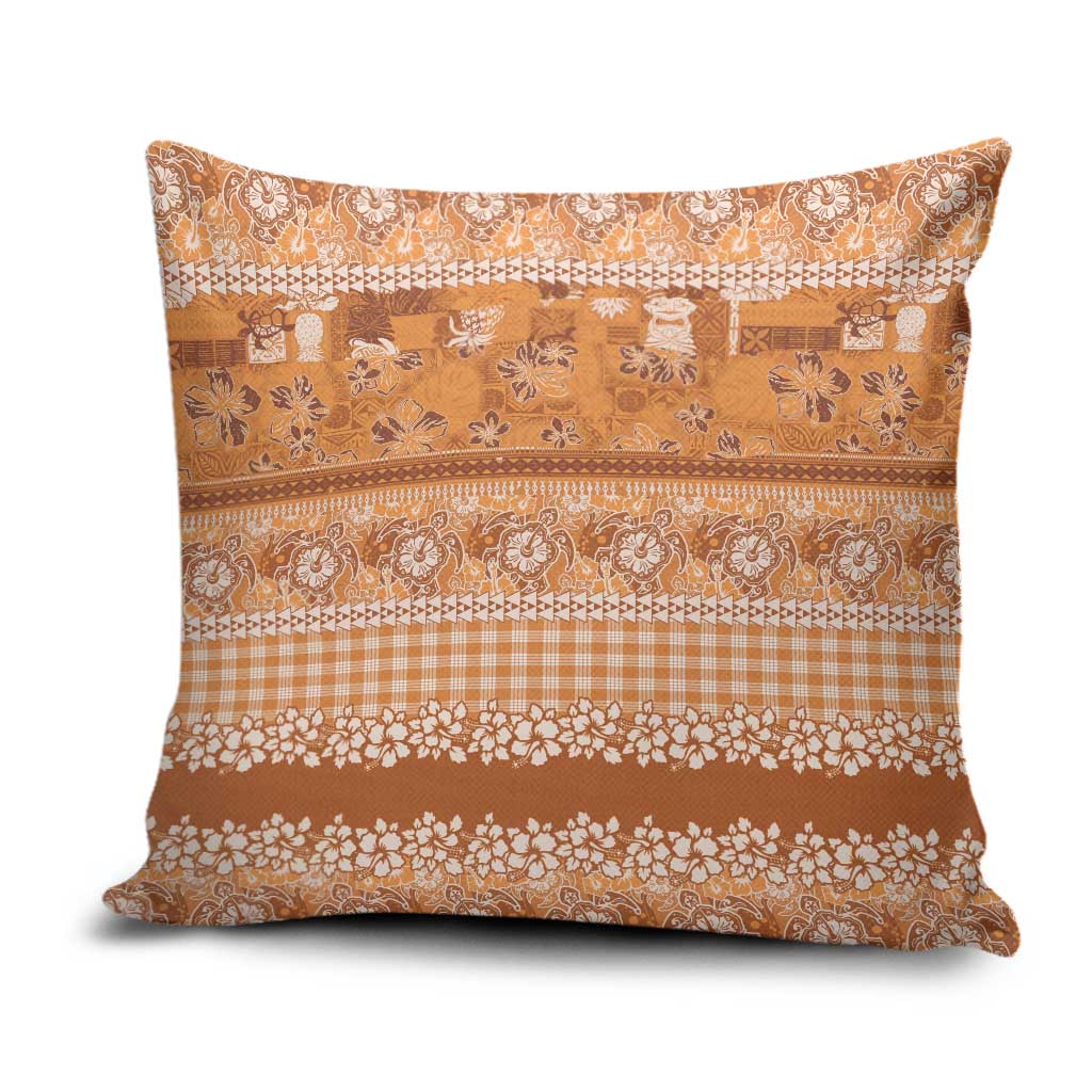 Hawaiian Hibiscus Honu Pillow Cover Gold Mele Kalikimaka Palaka Spirit - Polynesian Pride