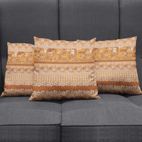 Hawaiian Hibiscus Honu Pillow Cover Gold Mele Kalikimaka Palaka Spirit - Polynesian Pride