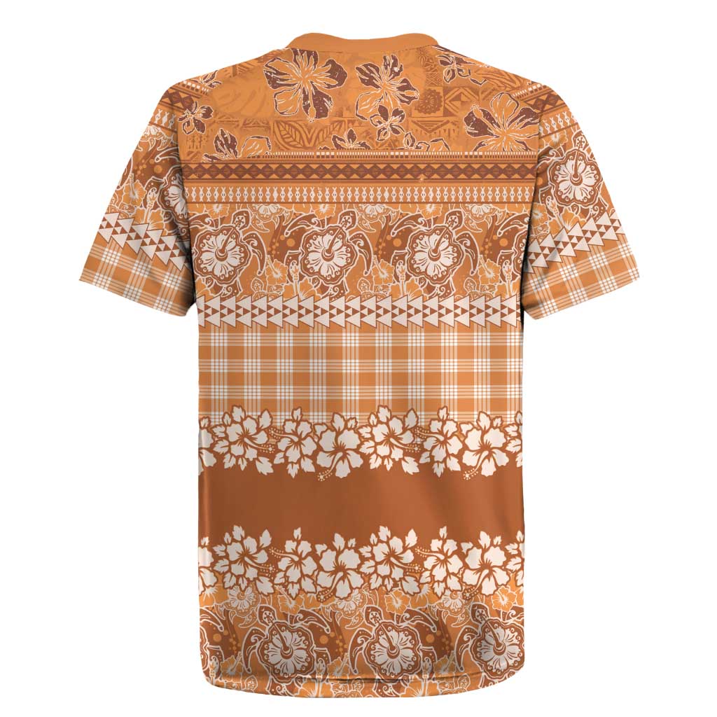 Hawaiian Hibiscus Honu Rugby Jersey Gold Mele Kalikimaka Palaka Spirit - Polynesian Pride