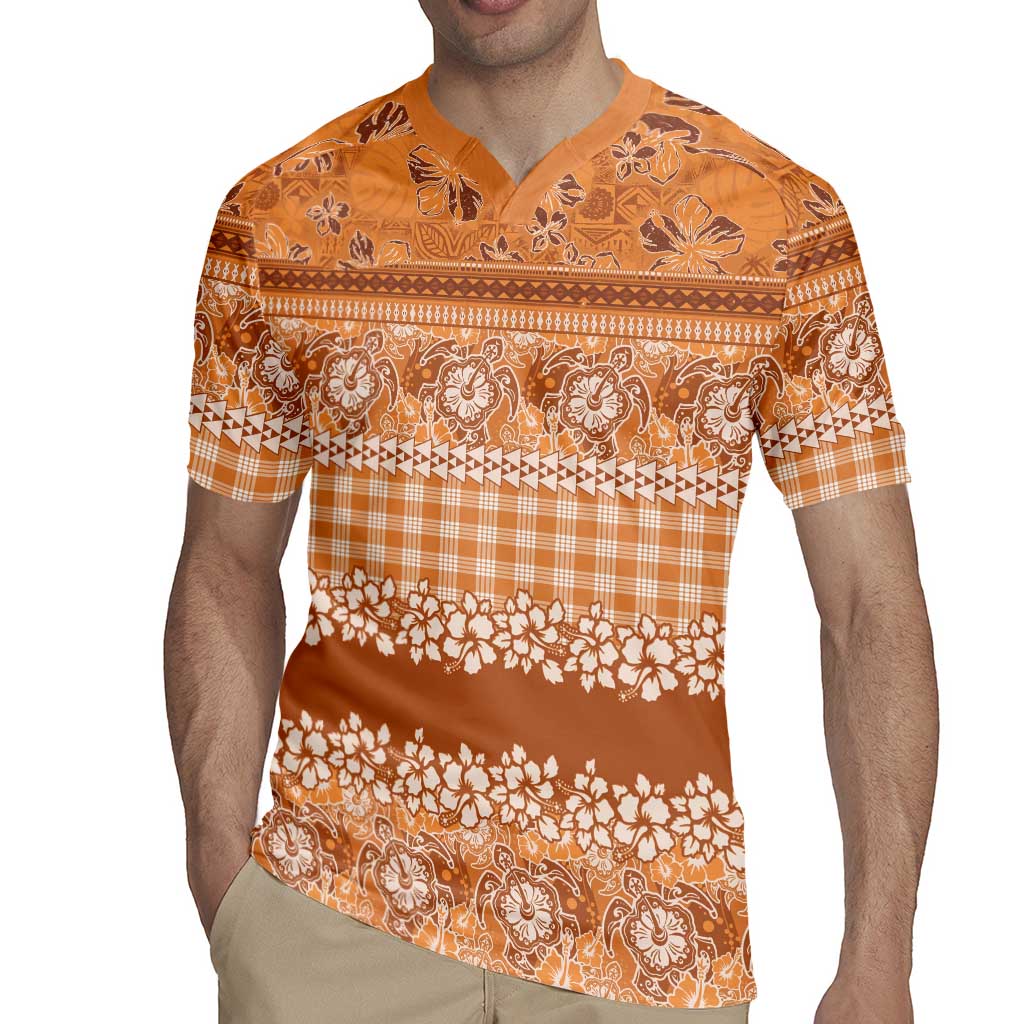 Hawaiian Hibiscus Honu Rugby Jersey Gold Mele Kalikimaka Palaka Spirit - Polynesian Pride